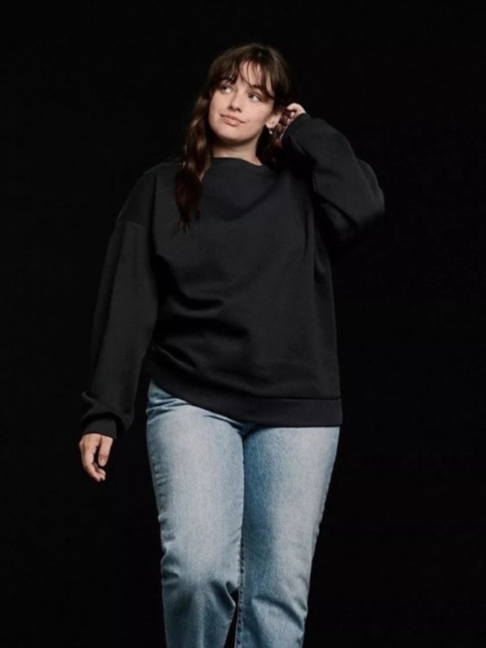 nuuds Black Oversized Crewneck Sweatshirt